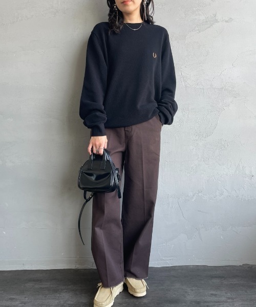 45rpm タグ付き　コットン　ニット　ロゴ刺繍 WEB限定】[FRED PERRY/フレッドペリー] ワンポイントロゴ刺繍