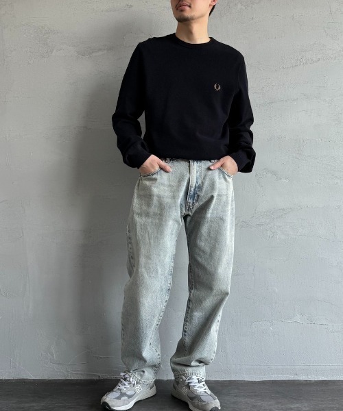 45rpm タグ付き　コットン　ニット　ロゴ刺繍 WEB限定】[FRED PERRY/フレッドペリー] ワンポイントロゴ刺繍