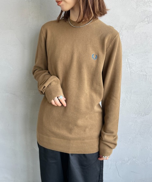 アウトレットFred Perryフレッドペリー新品ニット K6507]FRED PERRY(フレッドペリー)ワッフルスティッチニット