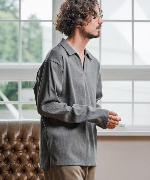 Magine(マージン)の「ms6175-Skipper Collar Polo スキッパーポロシャツ(ポロシャツ・メンズ・ホワイト/ブラック/チャコールグレー・48/46/44)」の18枚目の写真