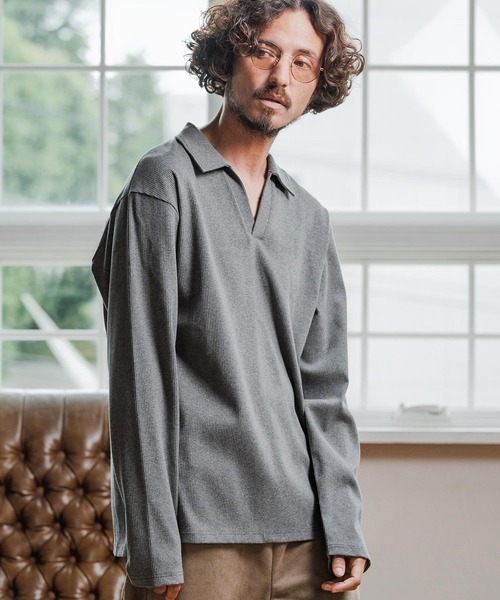 Magine(マージン)の「ms6175-Skipper Collar Polo スキッパーポロシャツ(ポロシャツ・メンズ・ホワイト/ブラック/チャコールグレー・48/46/44)」の17枚目の写真