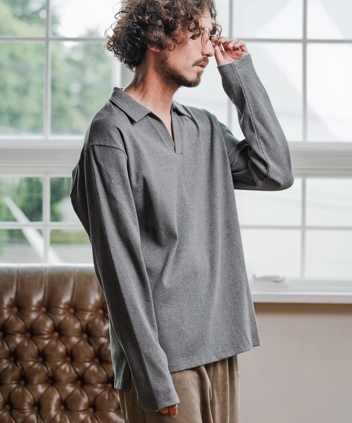 Magine(マージン)の「ms6175-Skipper Collar Polo スキッパーポロシャツ(ポロシャツ・メンズ・ホワイト/ブラック/チャコールグレー・48/46/44)」の16枚目の写真