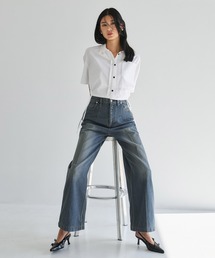 UNITED TOKYO | センタークリースハイウエストデニム|ウォッシャブル/美脚見え/冬服(デニムパンツ)