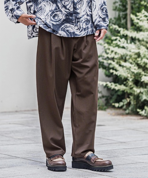 CAMBIO(カンビオ)の「mp13917-Slacks Fabric Wide Straight Pants ワイドストレートパンツ(スラックス・メンズ・ブラック/ベージュ/ブラウン/チャコール・S/M/L)」の4枚目の写真