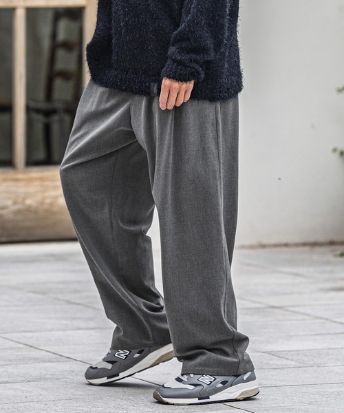 CAMBIO(カンビオ)の「mp13917-Slacks Fabric Wide Straight Pants ワイドストレートパンツ(スラックス・メンズ・ブラック/ベージュ/ブラウン/チャコール・S/M/L)」の3枚目の写真