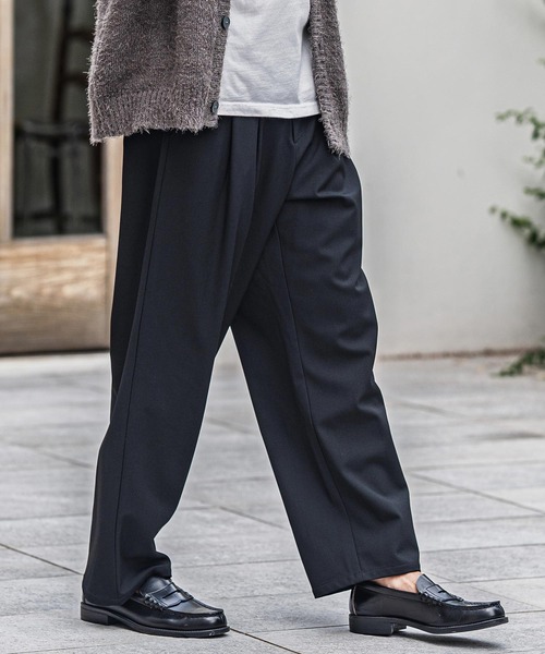 CAMBIO(カンビオ)の「mp13917-Slacks Fabric Wide Straight Pants ワイドストレートパンツ(スラックス・メンズ・ブラック/ベージュ/ブラウン/チャコール・S/M/L)」の5枚目の写真