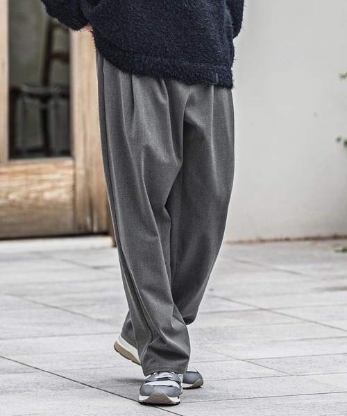 CAMBIO(カンビオ)の「mp13917-Slacks Fabric Wide Straight Pants ワイドストレートパンツ(スラックス・メンズ・ブラック/ベージュ/ブラウン/チャコール・S/M/L)」の9枚目の写真