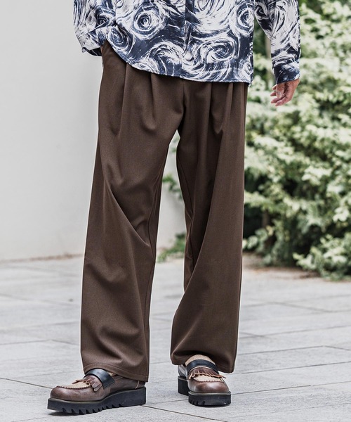 CAMBIO(カンビオ)の「mp13917-Slacks Fabric Wide Straight Pants ワイドストレートパンツ(スラックス・メンズ・ブラック/ベージュ/ブラウン/チャコール・S/M/L)」の13枚目の写真