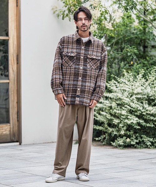 CAMBIO(カンビオ)の「mp13917-Slacks Fabric Wide Straight Pants ワイドストレートパンツ(スラックス・メンズ・ブラック/ベージュ/ブラウン/チャコール・S/M/L)」の22枚目の写真