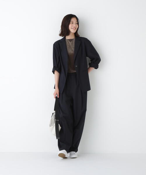 human woman(ヒューマンウーマン)の「◆TR×TCポプリンストレッチイージーカーブパンツ(その他パンツ・レディース・ネイビー/ベージュ系その他2・MEDIUM)」の13枚目の写真