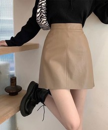 【URGE:】合成皮革 台形 ミニ スカート