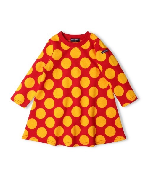 Moujonjon(ムージョンジョン)の「25MJドットJQOP(ワンピース・キッズ・レッド/ネイビー・140/130/120/110/100/90/80)」の2枚目の写真