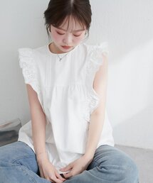 【WEB限定】デニム刺繍フリルブラウス