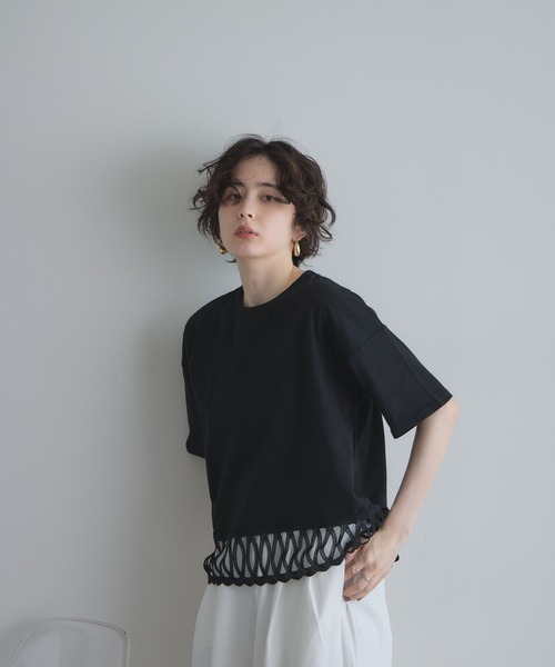 &. NOSTALGIA(アンドドットノスタルジア)の「【ZOZO限定】レースヘムルーズTシャツ(Tシャツ/カットソー・レディース・ブラック/ホワイト・FREE)」の22枚目の写真