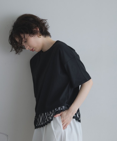 &. NOSTALGIA(アンドドットノスタルジア)の「【ZOZO限定】レースヘムルーズTシャツ(Tシャツ/カットソー・レディース・ブラック/ホワイト・FREE)」の21枚目の写真