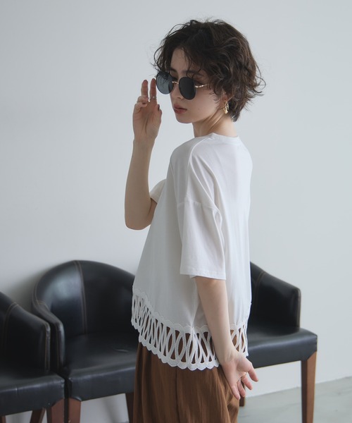 &. NOSTALGIA(アンドドットノスタルジア)の「【ZOZO限定】レースヘムルーズTシャツ(Tシャツ/カットソー・レディース・ブラック/ホワイト・FREE)」の16枚目の写真