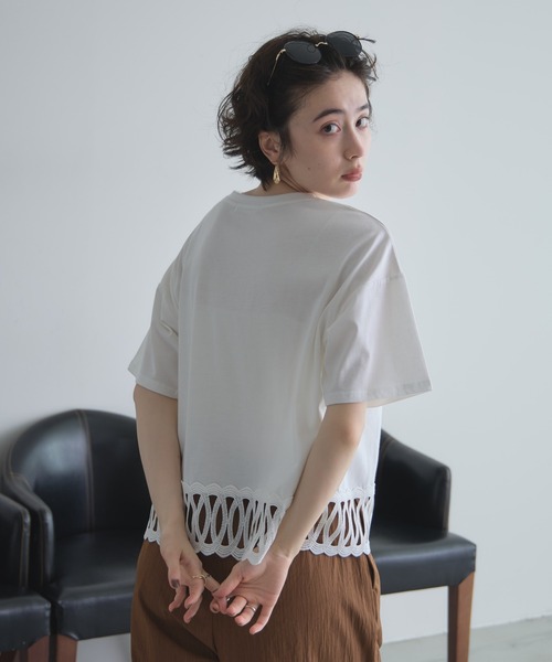 &. NOSTALGIA(アンドドットノスタルジア)の「【ZOZO限定】レースヘムルーズTシャツ(Tシャツ/カットソー・レディース・ブラック/ホワイト・FREE)」の15枚目の写真