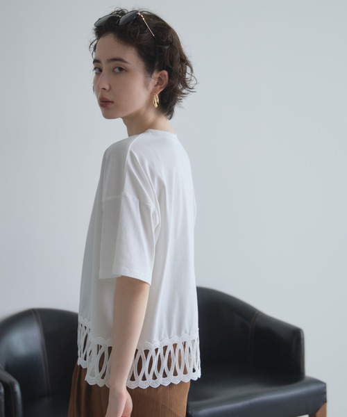 &. NOSTALGIA(アンドドットノスタルジア)の「【ZOZO限定】レースヘムルーズTシャツ(Tシャツ/カットソー・レディース・ブラック/ホワイト・FREE)」の13枚目の写真