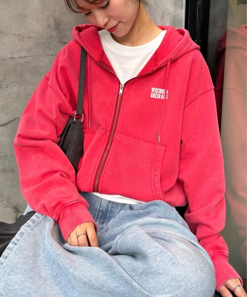 CIAOPANIC TYPY(チャオパニックティピー)の「【UNISEX】アシッドウォッシュ加工ロゴジップパーカー(パーカー・レディース・ブラック/ネイビー/グレー/レッド・MEDIUM/LARGE)」の4枚目の写真