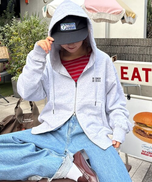 CIAOPANIC TYPY(チャオパニックティピー)の「【UNISEX】アシッドウォッシュ加工ロゴジップパーカー(パーカー・レディース・ブラック/ネイビー/グレー/レッド・MEDIUM/LARGE)」の5枚目の写真