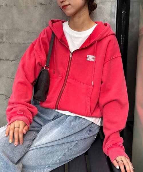 CIAOPANIC TYPY(チャオパニックティピー)の「【UNISEX】アシッドウォッシュ加工ロゴジップパーカー(パーカー・レディース・ブラック/ネイビー/グレー/レッド・MEDIUM/LARGE)」の16枚目の写真