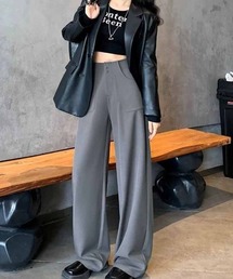 shoppinggo（ショッピングゴー）の「ワイドパンツ スラックス タックワイドパンツ リラックスパンツ 無地 ゆるい 体型カバー（その他パンツ・レディース）」