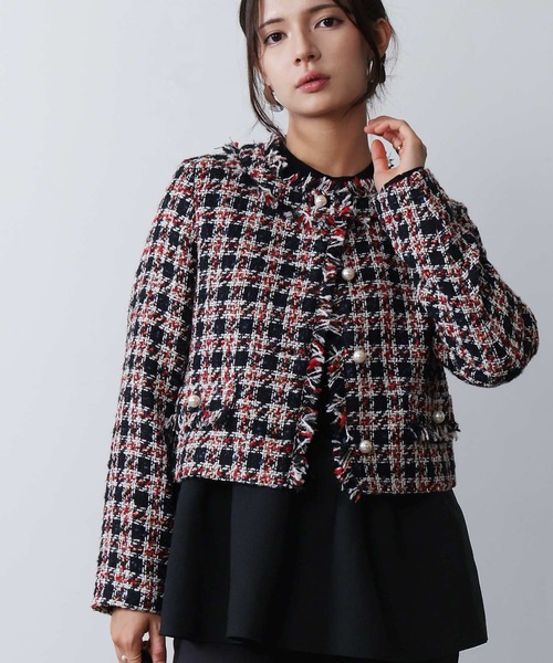 PICCIN PERLA(ピッチンペルラ)の「ツイードノーカラージャケット(ノーカラージャケット・レディース・レッド系その他/ブルー系その他・M)」の10枚目の写真