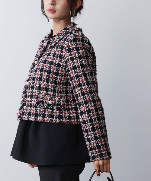 PICCIN PERLA(ピッチンペルラ)の「ツイードノーカラージャケット(ノーカラージャケット・レディース・レッド系その他/ブルー系その他・M)」の11枚目の写真