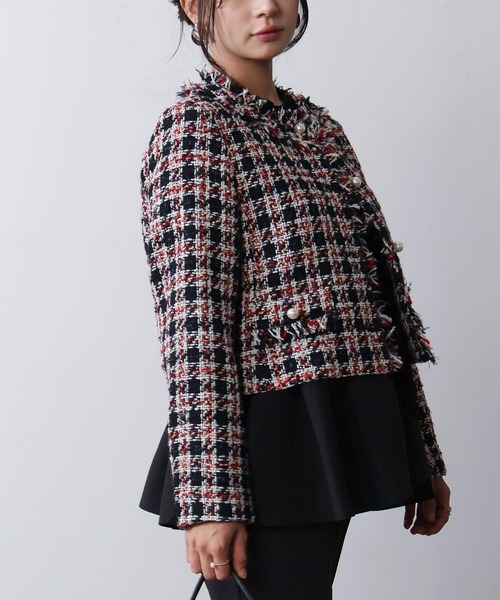 PICCIN PERLA(ピッチンペルラ)の「ツイードノーカラージャケット(ノーカラージャケット・レディース・レッド系その他/ブルー系その他・M)」の13枚目の写真
