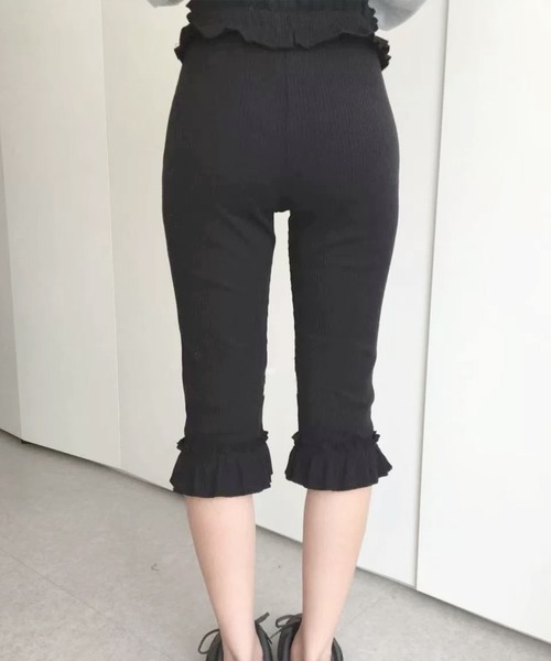 frunco（フランコ）の「フリル付きリブレギンスパンツ（その他パンツ・レディース・ブラック/グレー・MEDIUM）」の5枚目の写真