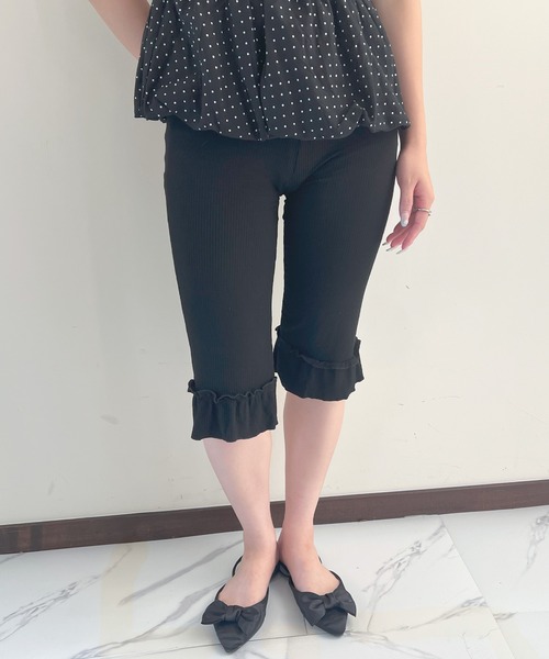 frunco（フランコ）の「フリル付きリブレギンスパンツ（その他パンツ・レディース・ブラック/グレー・MEDIUM）」の6枚目の写真