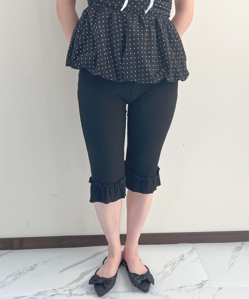 frunco（フランコ）の「フリル付きリブレギンスパンツ（その他パンツ・レディース・ブラック/グレー・MEDIUM）」の7枚目の写真