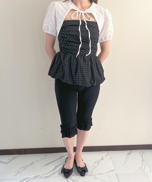 frunco（フランコ）の「フリル付きリブレギンスパンツ（その他パンツ・レディース・ブラック/グレー・MEDIUM）」の8枚目の写真