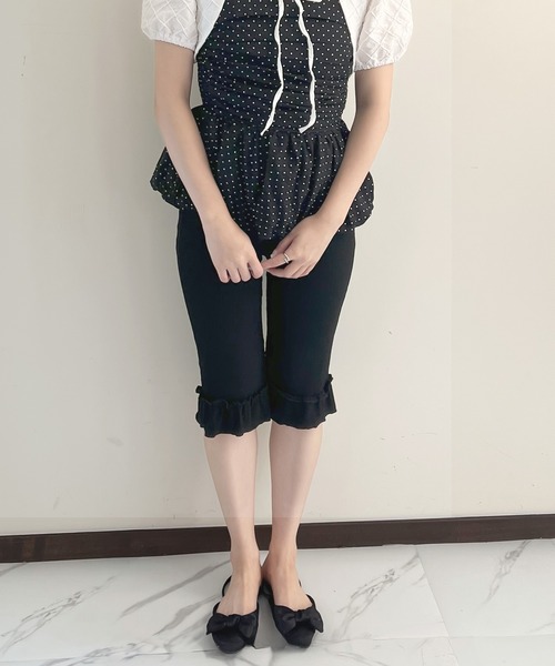 frunco（フランコ）の「フリル付きリブレギンスパンツ（その他パンツ・レディース・ブラック/グレー・MEDIUM）」の9枚目の写真