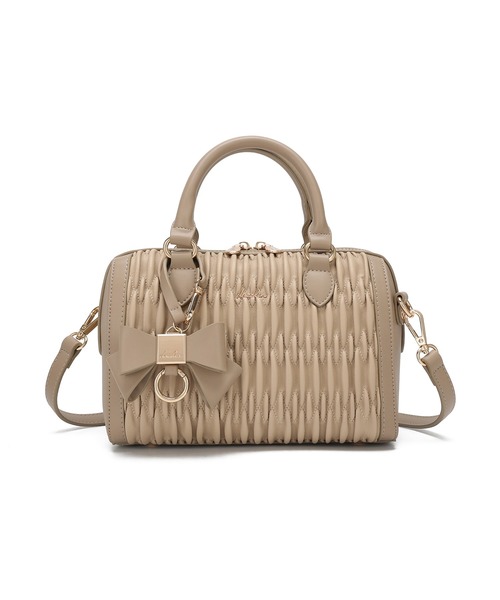 dazzlin（ダズリン）の「【dazzlin/ダズリン】リボンチャーム付 ギャザーシャーリングボストンバッグ（ボストンバッグ・レディース・アイボリー/ベージュ/ブラック・FREE）」の10枚目の写真