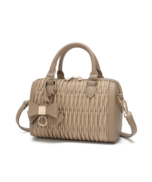 dazzlin（ダズリン）の「【dazzlin/ダズリン】リボンチャーム付 ギャザーシャーリングボストンバッグ（ボストンバッグ・レディース・アイボリー/ベージュ/ブラック・FREE）」の11枚目の写真