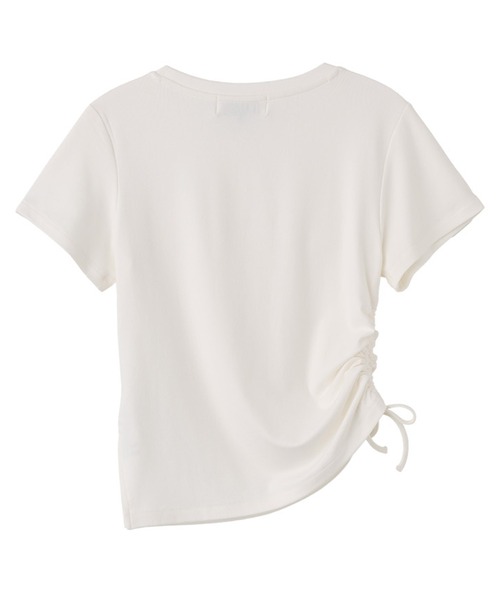 GENERAL IDEA(ジェネラルアイデア)の「GENERAL IDEA/ジェネラルアイディア shirring half t-shirts Tシャツ(Tシャツ/カットソー・レディース・ホワイト/レッド・M/S/L)」の4枚目の写真