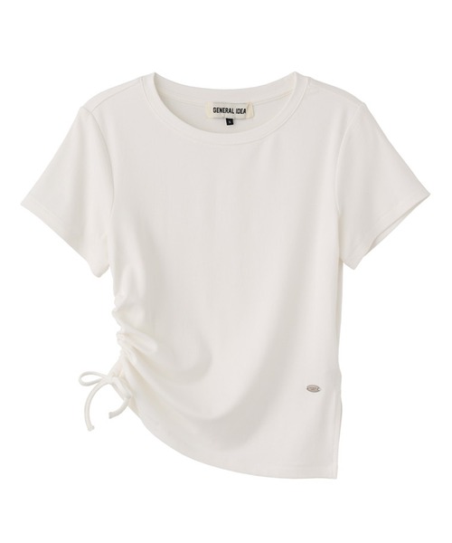 GENERAL IDEA(ジェネラルアイデア)の「GENERAL IDEA/ジェネラルアイディア shirring half t-shirts Tシャツ(Tシャツ/カットソー・レディース・ホワイト/レッド・M/S/L)」の3枚目の写真