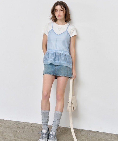 GENERAL IDEA(ジェネラルアイデア)の「GENERAL IDEA/ジェネラルアイディア shirring half t-shirts Tシャツ(Tシャツ/カットソー・レディース・ホワイト/レッド・M/S/L)」の15枚目の写真