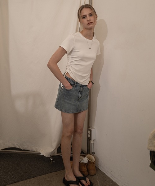 GENERAL IDEA(ジェネラルアイデア)の「GENERAL IDEA/ジェネラルアイディア shirring half t-shirts Tシャツ(Tシャツ/カットソー・レディース・ホワイト/レッド・M/S/L)」の13枚目の写真