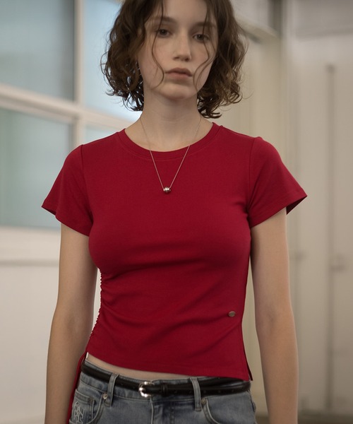 GENERAL IDEA(ジェネラルアイデア)の「GENERAL IDEA/ジェネラルアイディア shirring half t-shirts Tシャツ(Tシャツ/カットソー・レディース・ホワイト/レッド・M/S/L)」の18枚目の写真