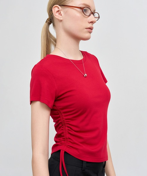 GENERAL IDEA(ジェネラルアイデア)の「GENERAL IDEA/ジェネラルアイディア shirring half t-shirts Tシャツ(Tシャツ/カットソー・レディース・ホワイト/レッド・M/S/L)」の20枚目の写真