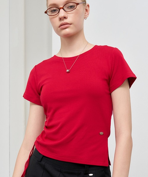 GENERAL IDEA(ジェネラルアイデア)の「GENERAL IDEA/ジェネラルアイディア shirring half t-shirts Tシャツ(Tシャツ/カットソー・レディース・ホワイト/レッド・M/S/L)」の19枚目の写真