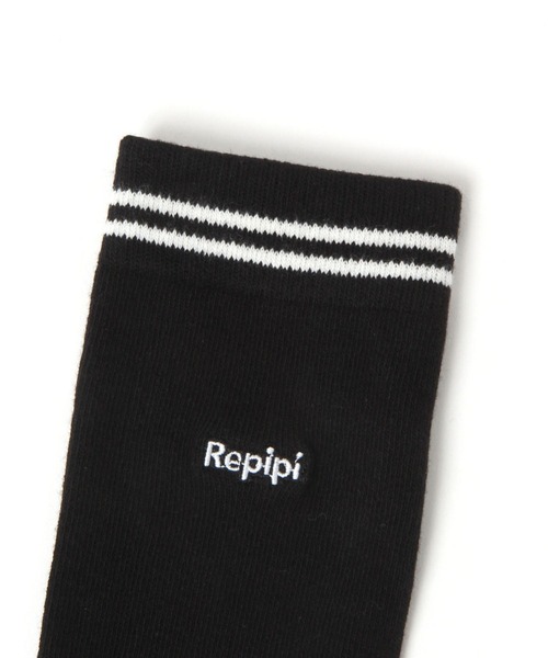 repipi armario（レピピ アルマリオ）の「ラインロゴニーハイ（ソックス/靴下・キッズ・ブラック・FREE）」の2枚目の写真