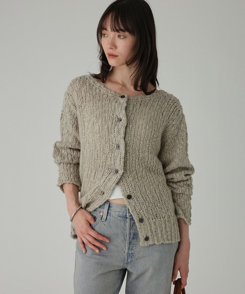 BABYLONE（バビロン）の「ローゲージニット2WAYプルオーバー（ニット/セーター・レディース・ライム/ブラウン/オフホワイト・フリー）」の3枚目の写真