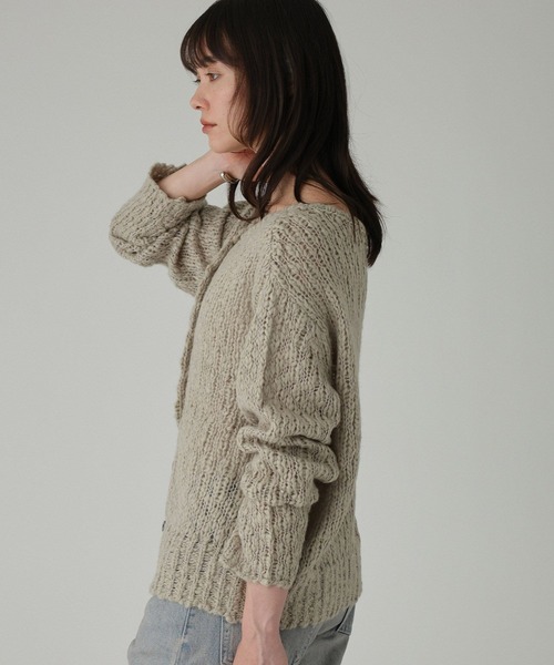 BABYLONE（バビロン）の「ローゲージニット2WAYプルオーバー（ニット/セーター・レディース・ライム/ブラウン/オフホワイト・フリー）」の22枚目の写真
