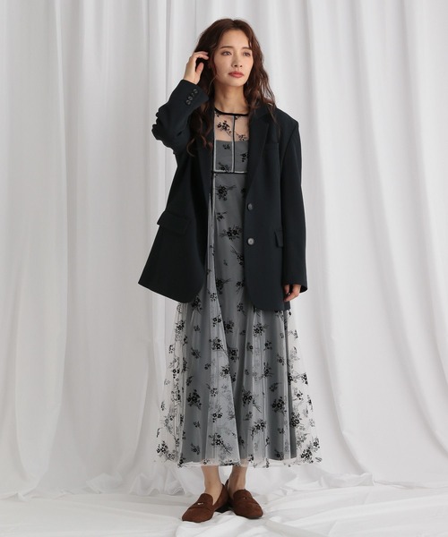 mysty woman（ミスティウーマン）の「チュールフラワーフロッキーワンピース　581551（ワンピース・レディース・アイボリー/ブラック・FREE）」の4枚目の写真