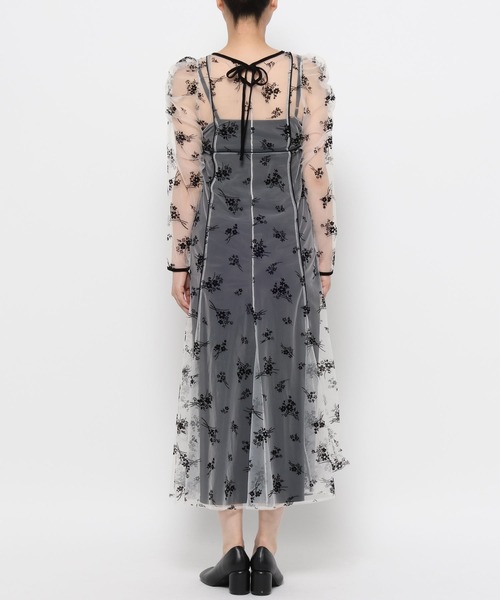 mysty woman（ミスティウーマン）の「チュールフラワーフロッキーワンピース　581551（ワンピース・レディース・アイボリー/ブラック・FREE）」の10枚目の写真