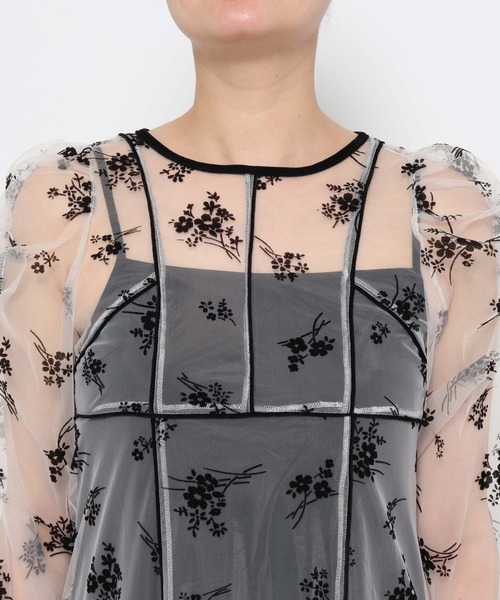 mysty woman（ミスティウーマン）の「チュールフラワーフロッキーワンピース　581551（ワンピース・レディース・アイボリー/ブラック・FREE）」の11枚目の写真