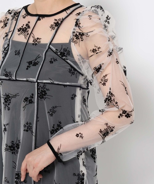 mysty woman（ミスティウーマン）の「チュールフラワーフロッキーワンピース　581551（ワンピース・レディース・アイボリー/ブラック・FREE）」の12枚目の写真